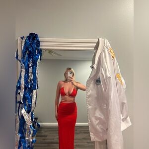 SHEIN Red Cutout Maxi Dress